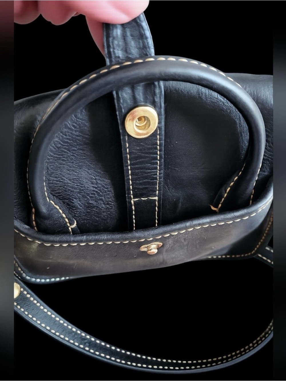 Dooney & Bourke 1975 Vintage Leather Crossbody Saddlebag Black - Picture 5 of 7